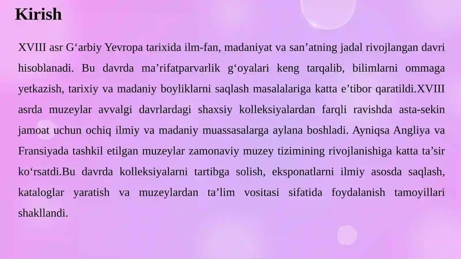XVIII asrda G‘arbiy Yevropa muzeylari (Angliya va Fransiya) 3