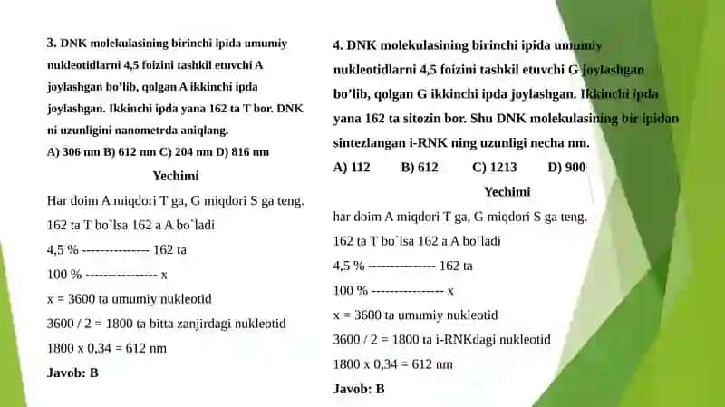 DNK ga oid ayrim masalalar ishlanish usullari 3