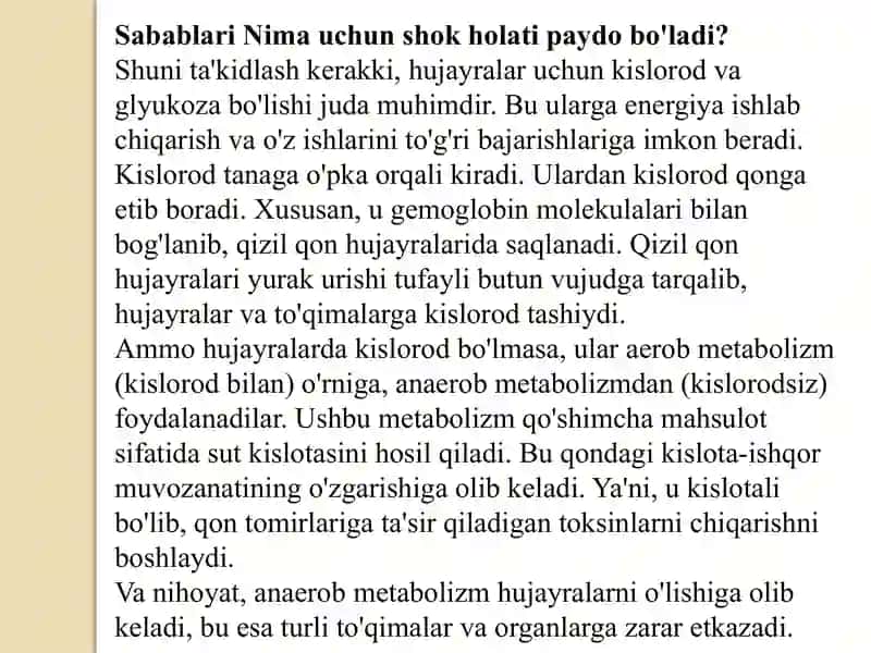 Stomatolog amaliyotida shoshilinch holatlarda tezkor yordam (shok,hushni yuqotish,kollaps,koma) 3