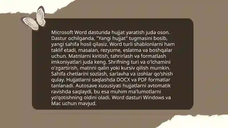 Word dasturidan foydalanishni o’rgatish 3