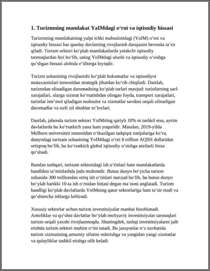 TURIZMNING MAMLAKAT IQTISODIY-IJTIMOIY HAYOTIDAGI OʻRNI 3