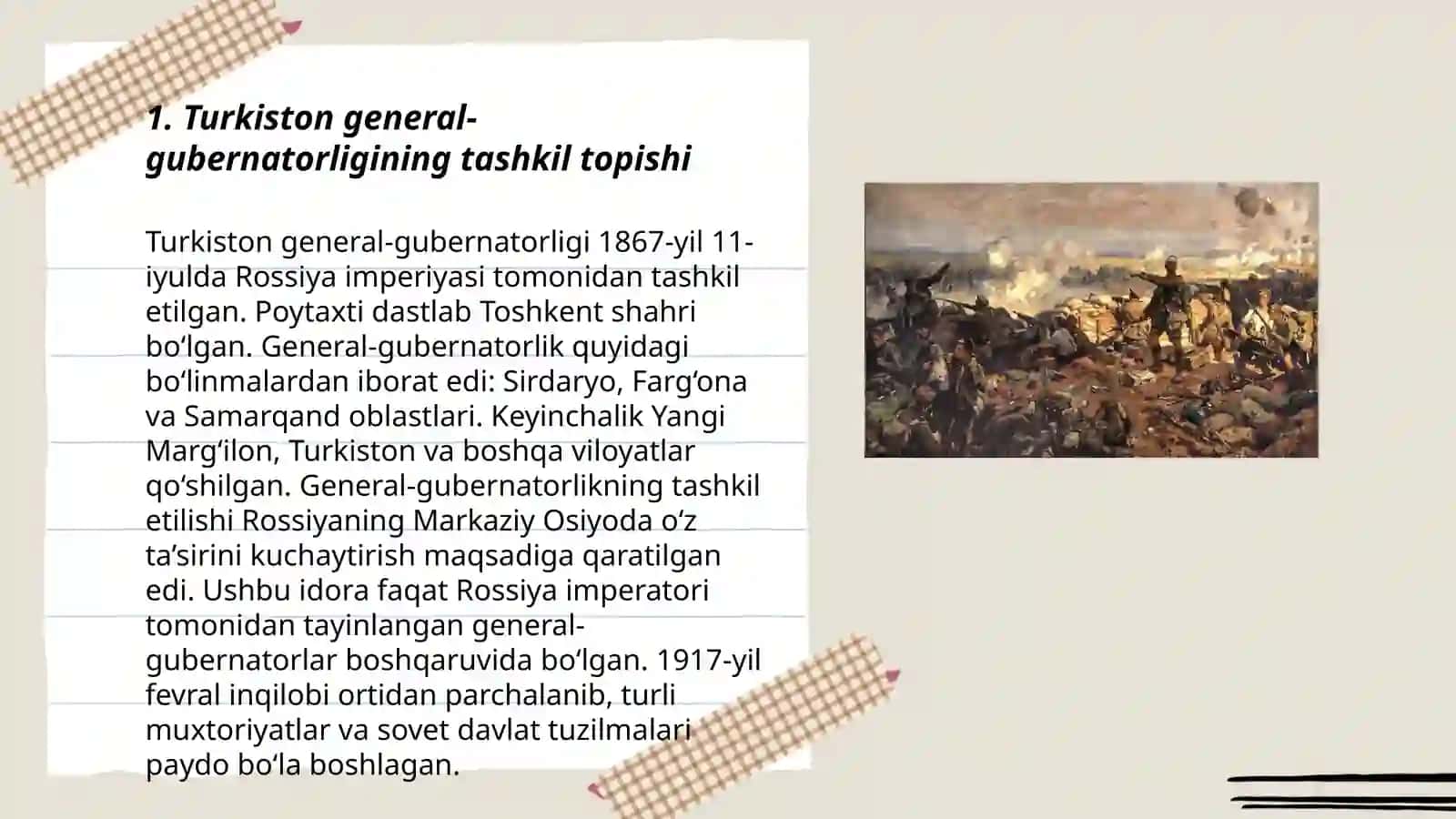 Turkiston general - gubernatorligining siyosiy - hududiy boʻlinishi 3