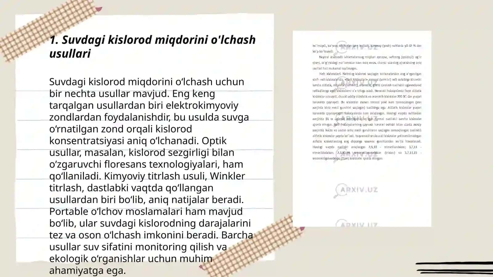 Suva va havo tarkibidagi kislorod miqdorining ekologik me'yorlari 3