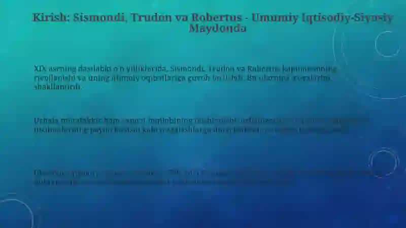 Sismondi, Trudon va Robertus - Umumiy Iqtisodiy-Siyosiy Maydonda 3