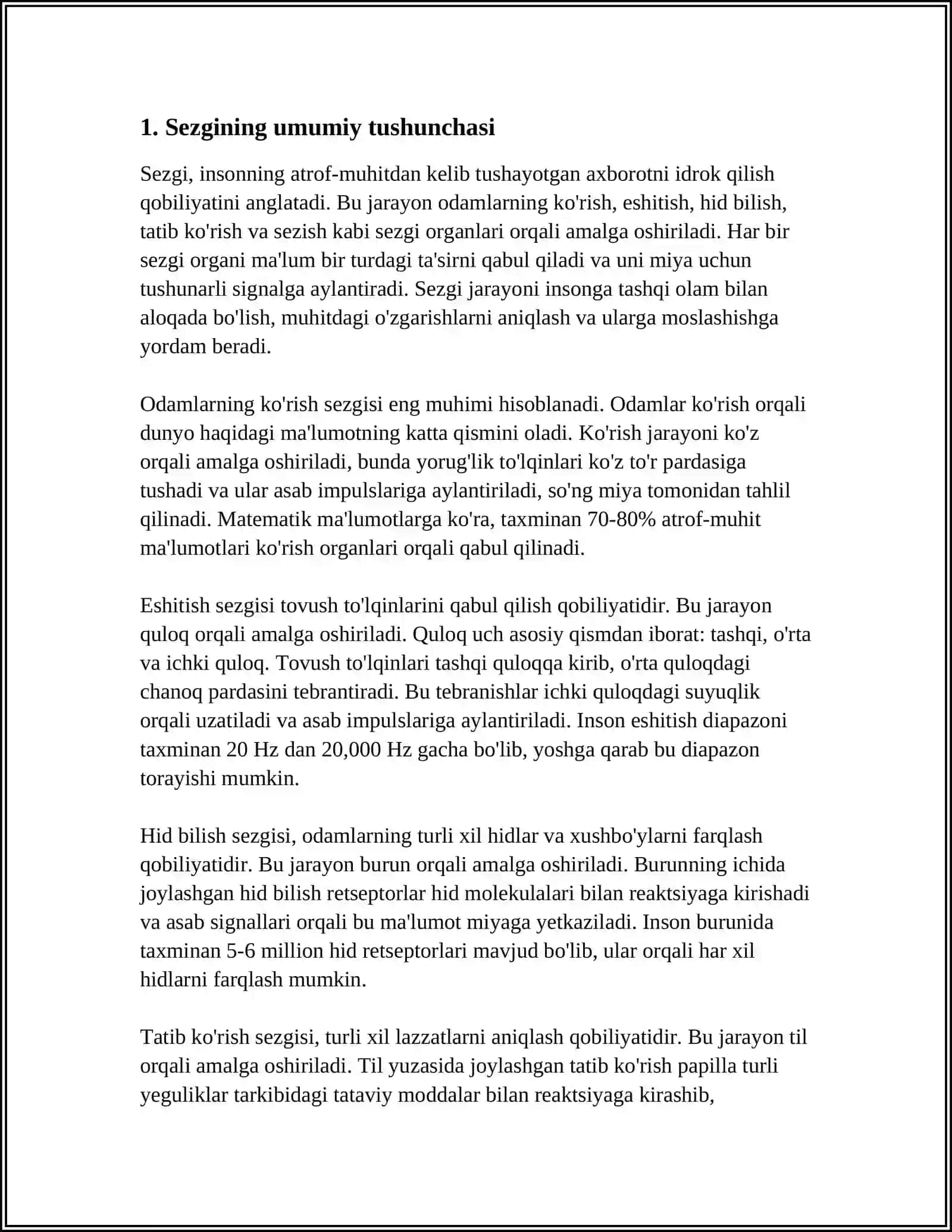 SEZGINING REFLECTOR VA RETSEPTOR NAZARIYALARI.SEZGILARNING NERV-FIZIOLOGIK ASOSLARI 3