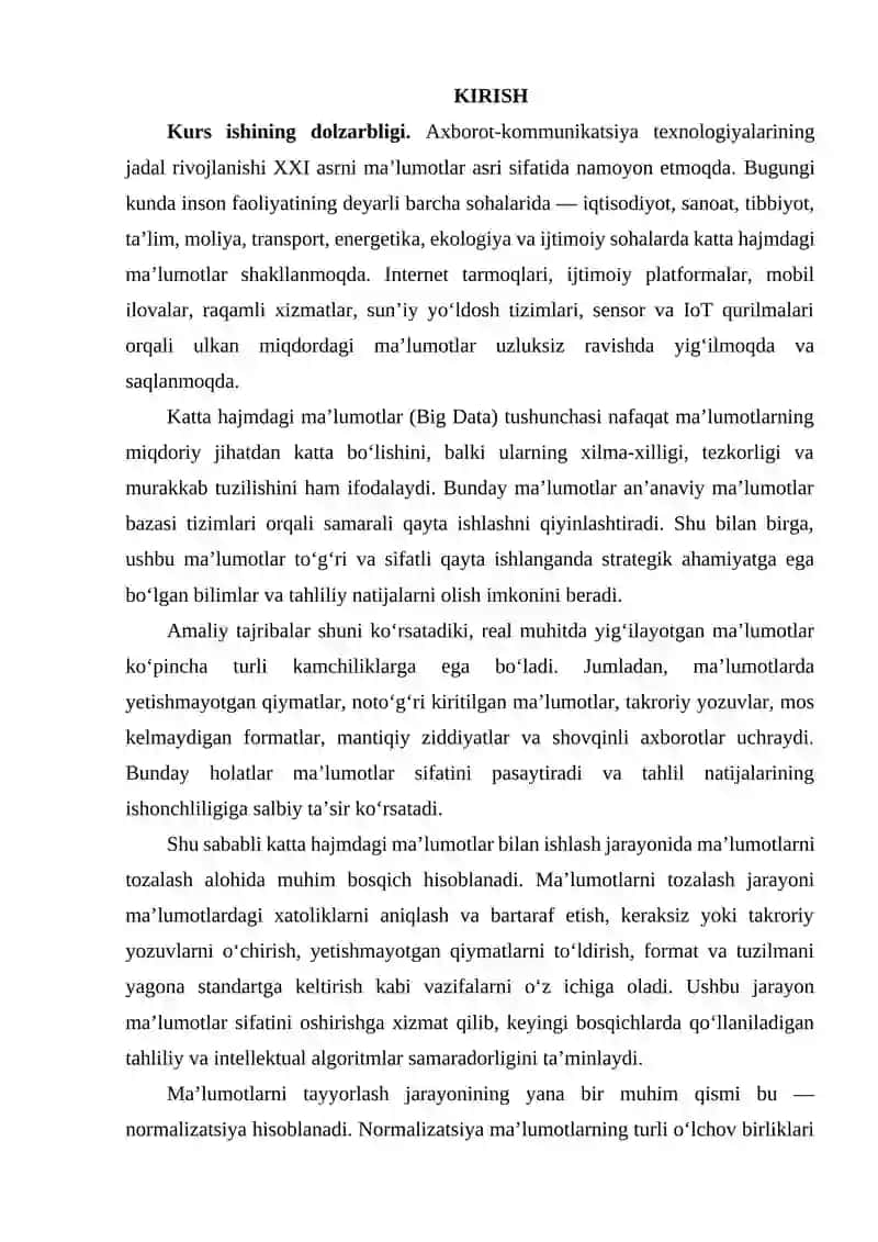 Katta hajmdagi ma’lumotlarni tozalash va normalizatsiya qilish algoritmlari 3