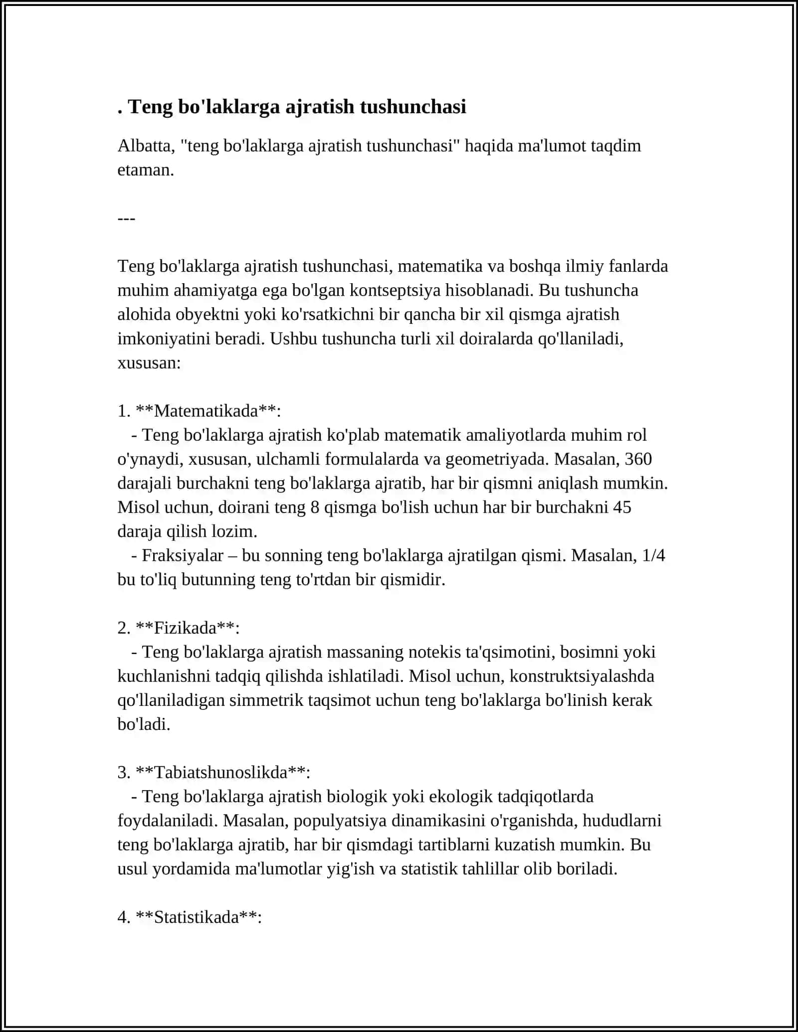 Teng bo'laklarga ajratish tushunchasi 3