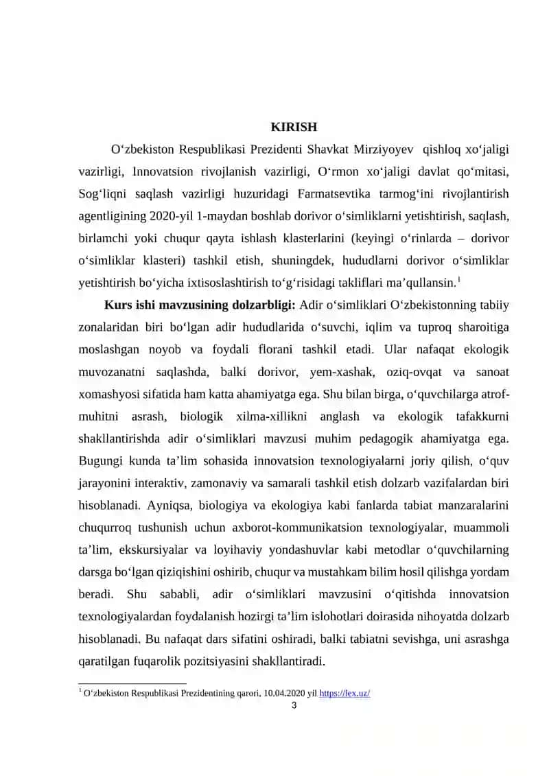 Adir o'simliklari mavzusida o'qitishning innovatsion texnalogiyalari 3