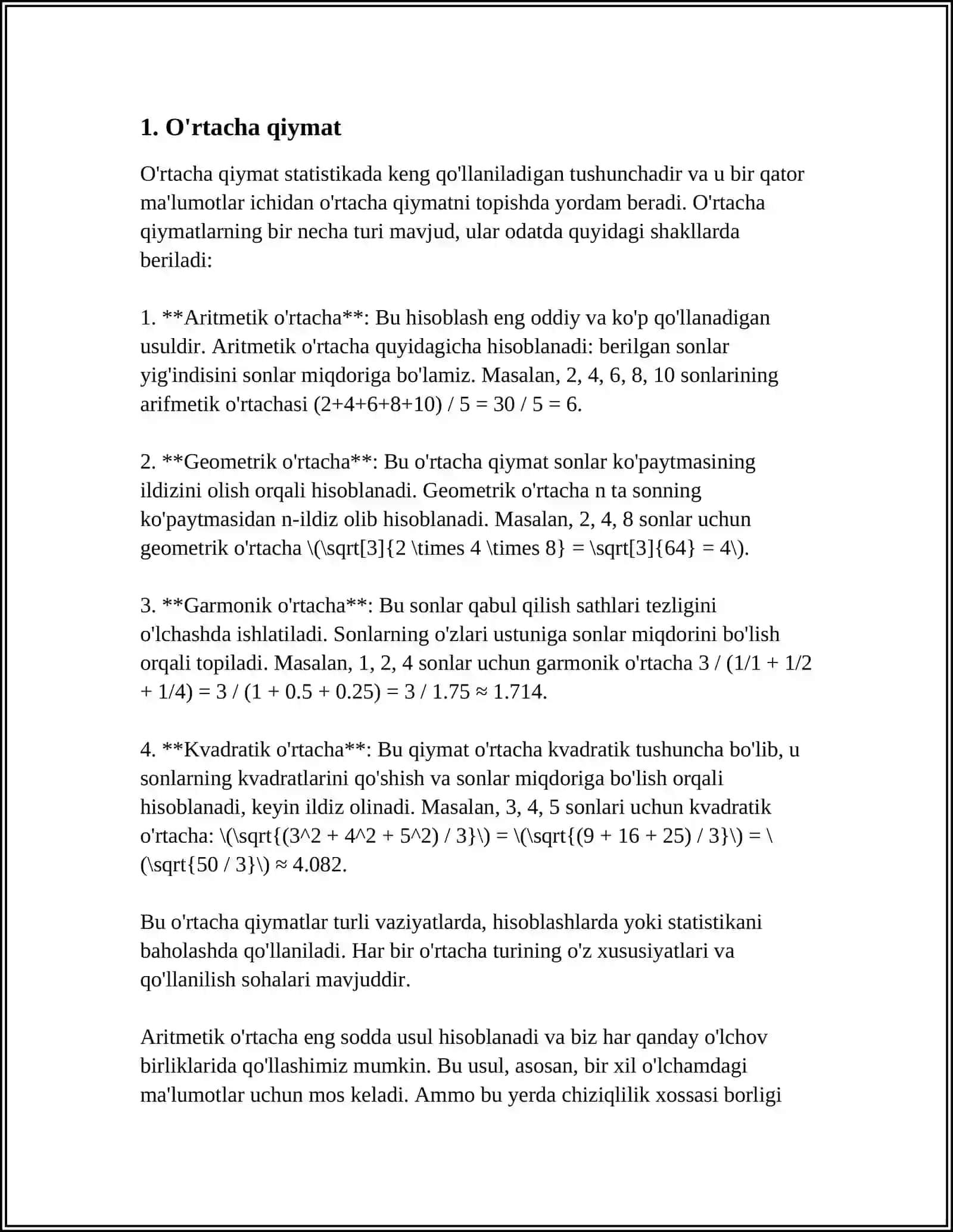 Mavzu: MATEMATIK KUTILISH VA DISPERSIYA XOSSALARI 3