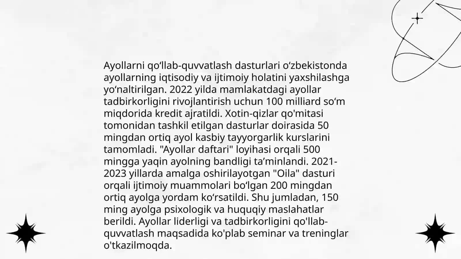 Ayollarni qo'llab-quvvatlash dasturlari 3