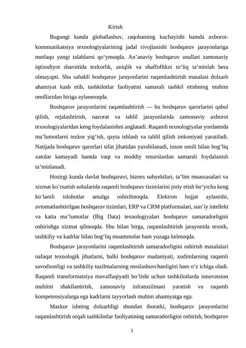 Boshqaruv jarayonlarini raqamlashtirish samaradorligini oshirish masalalari 3