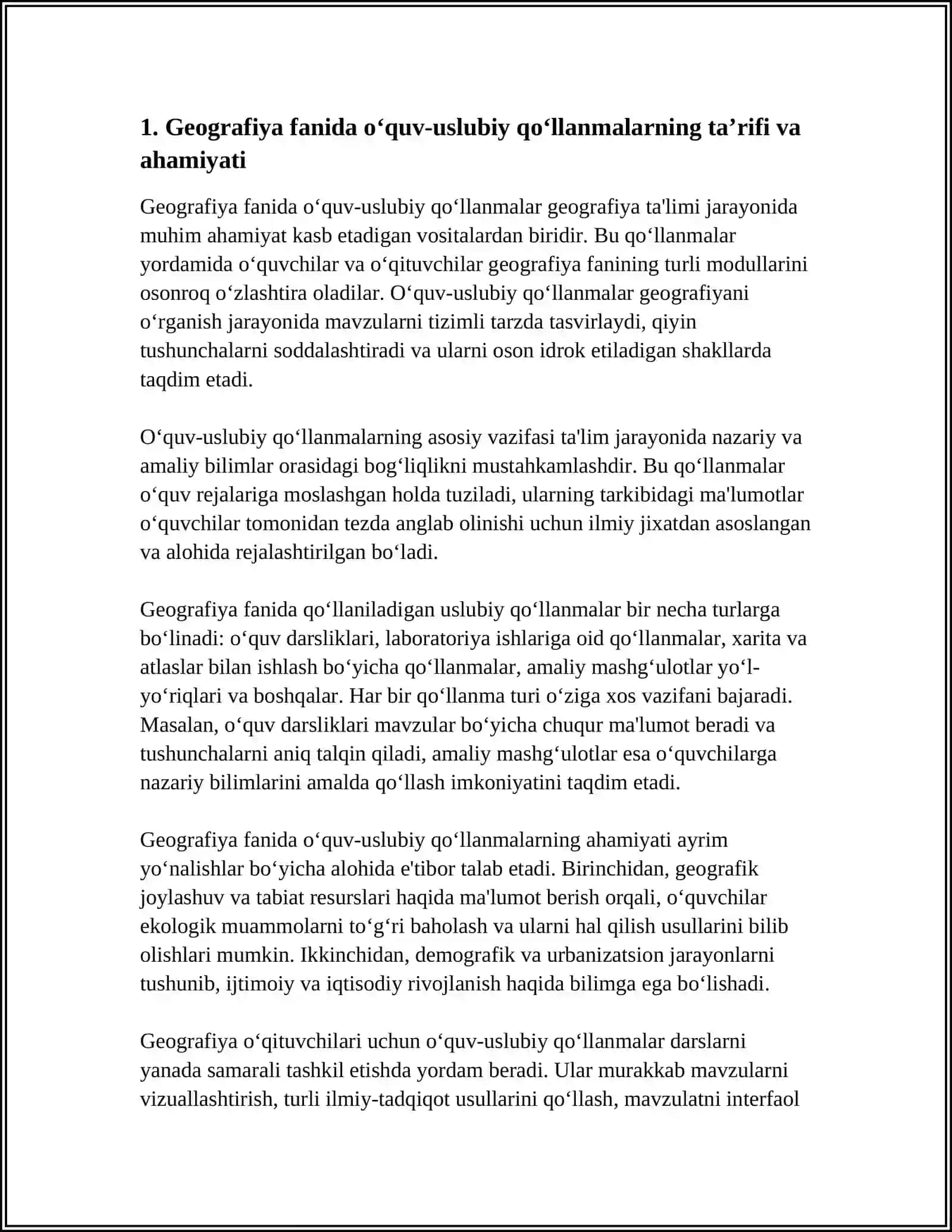 GEOGRAFIYA FANIDA OʻQUV-USLUBIY QOʻLLANMALARNING OʻRNI 3