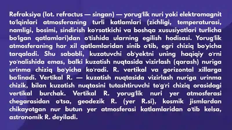 Refraksiya va Oqshomlar 3