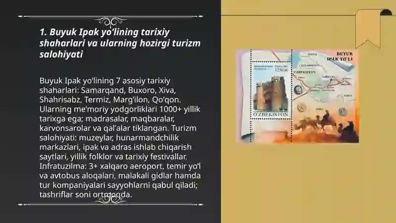 Buyuk Ipak yoʻli va hozirgi zamon Oʻzbekistonning turizm salohiyati 3