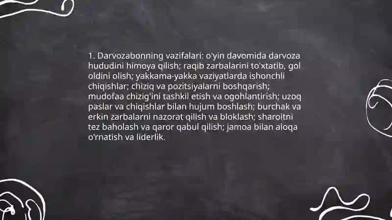 Oyinchi pazitsiyalari va ularning vazifalari 3