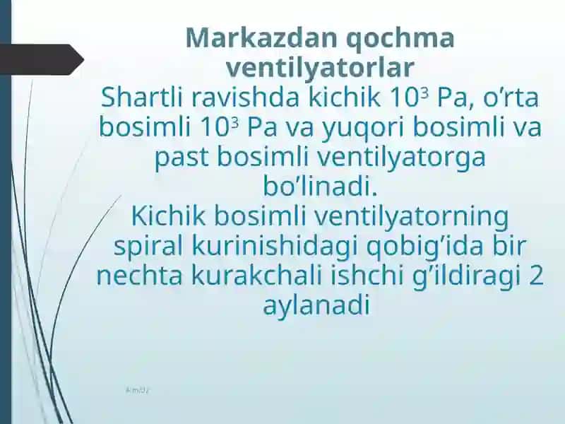 Markazdan qochma ventilatorning haraktiristikasini aniqlash 3