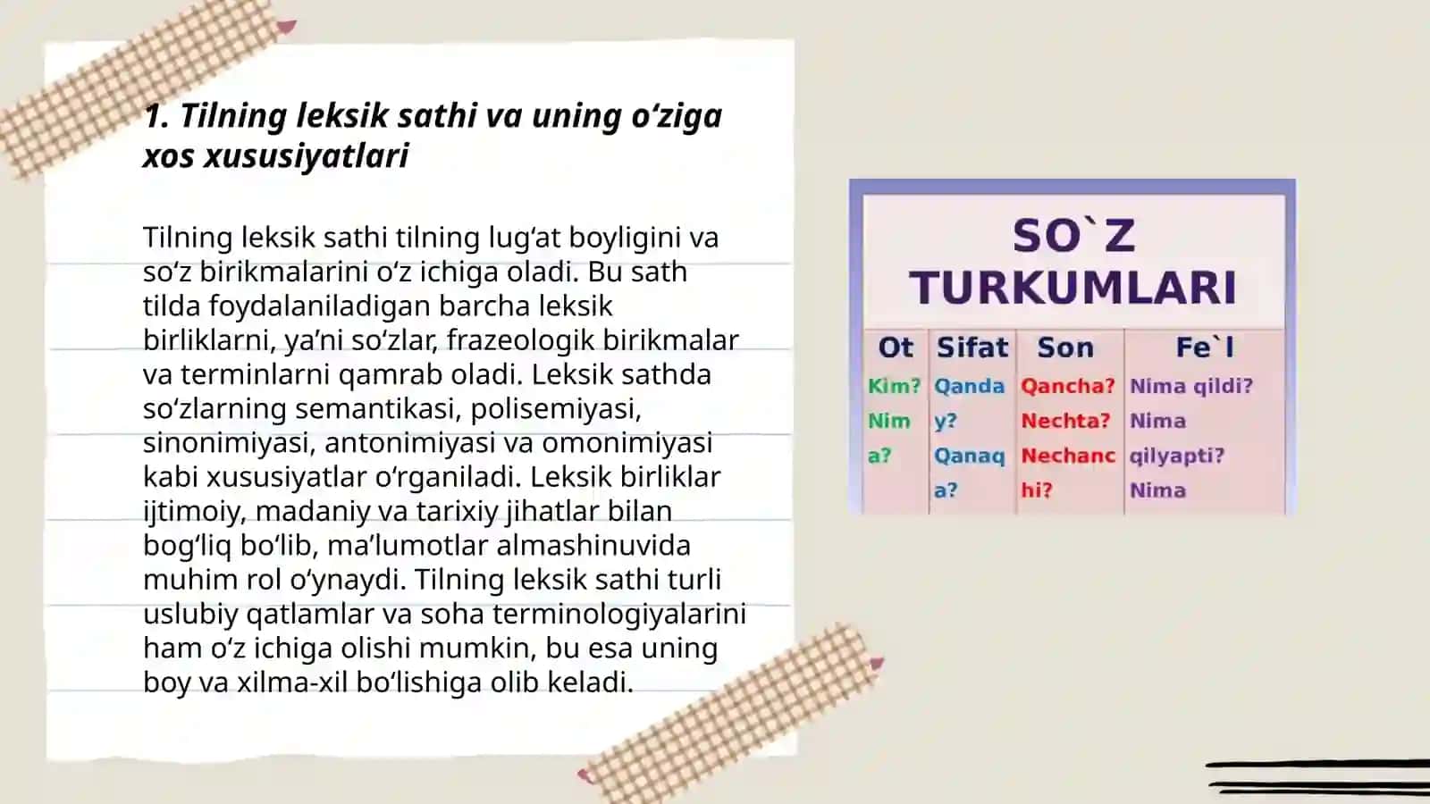 Til sathlari va birliklari 3