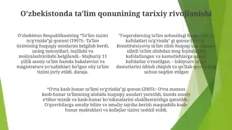 O'Zbekiston Respublikasi Ta'Lim Tizimi To'G'Risidagi Qonun 3