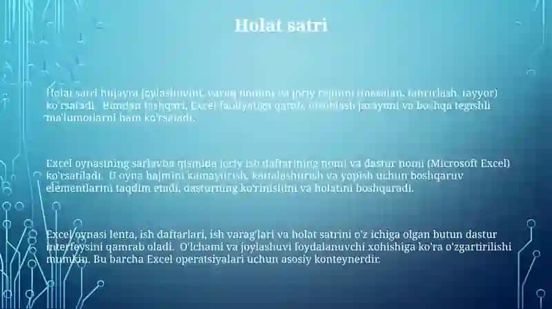 MS Excel dasturi oynasi 3