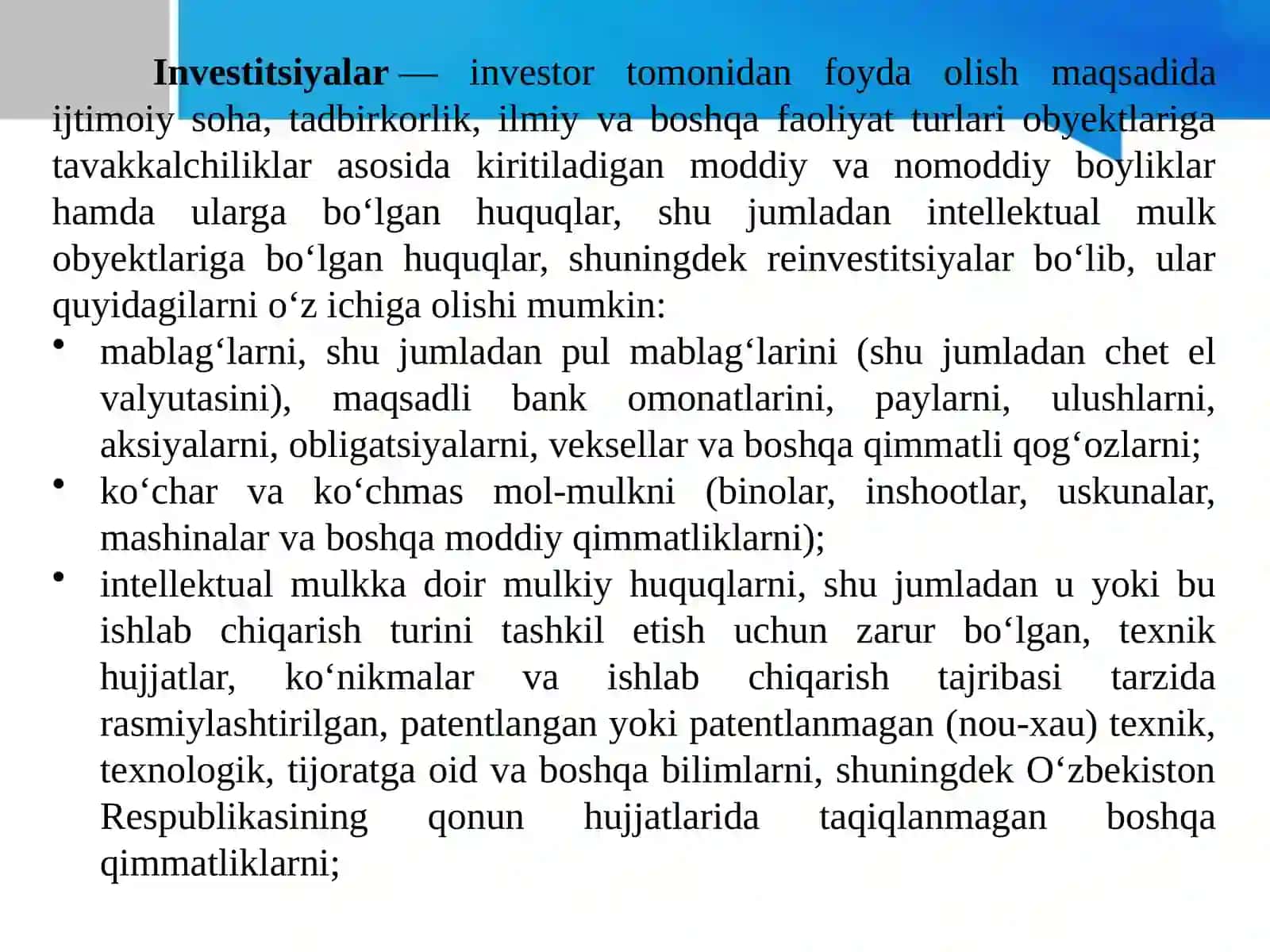 Investitsiyalar bo‘yicha qarorlarini qabul qilish 3