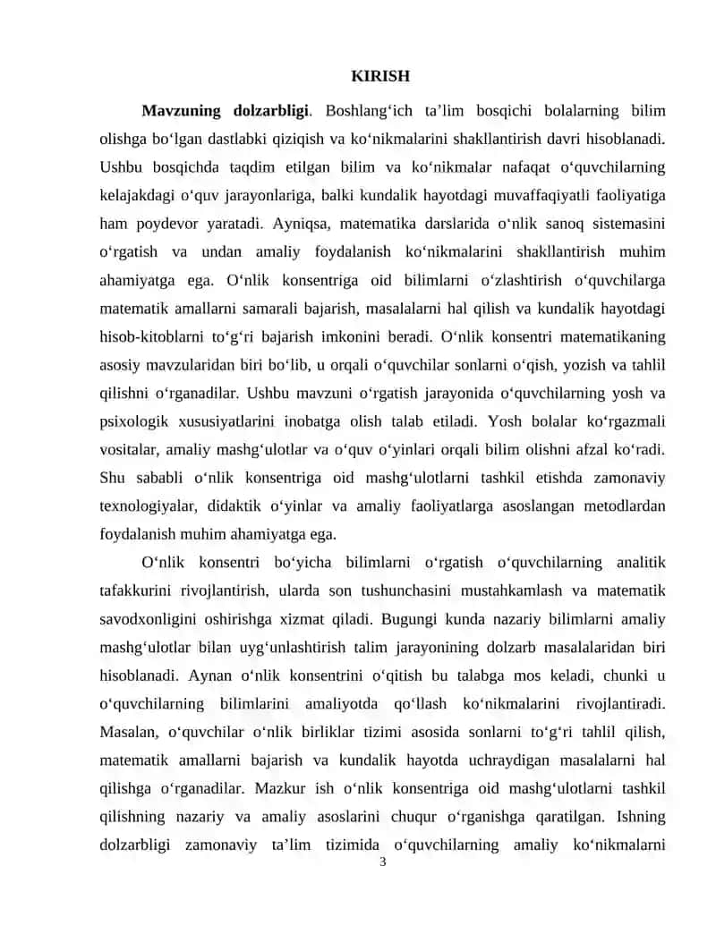MATEMATIKA O‘QITISH METODIKASI FANIDAN
TAYYORLAGAN
KURS ISHI 3