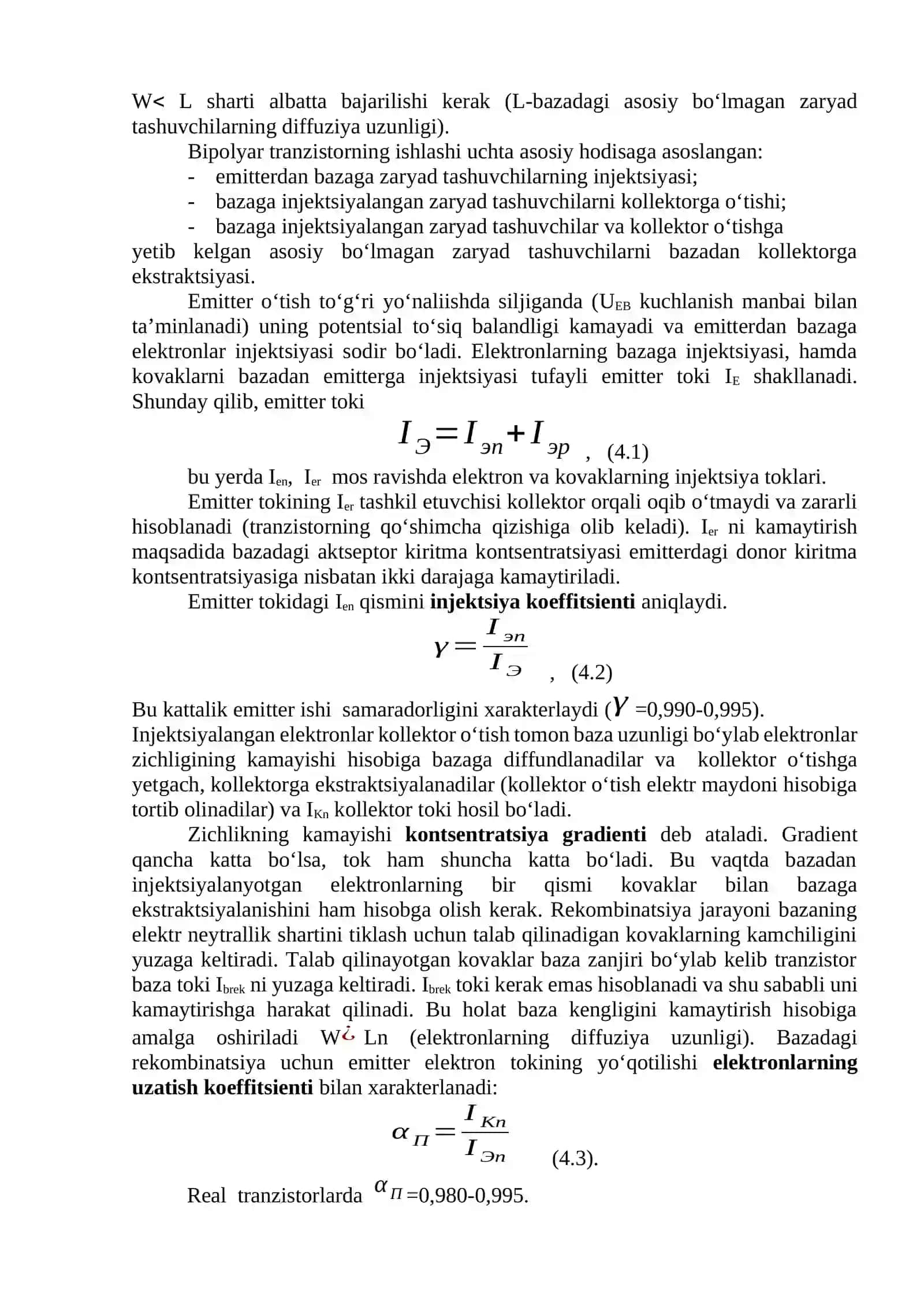 Elektron sxemalar. Bipolyar va maydoniy tranzistorlar. Bipolyar tranzistorlardagi kuchaytirtichlar, kalit sxemalar, Operatsion kuchaytirgichlar va fil’tlar. 3