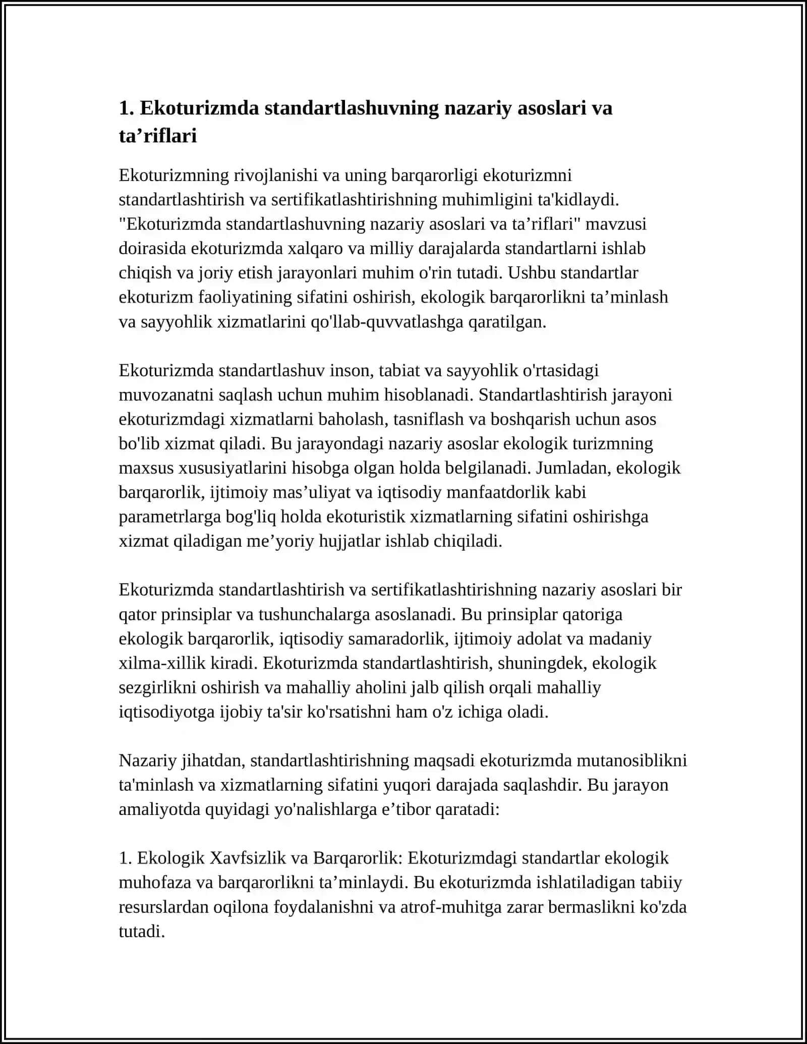 EKOTURIZMDA STANDARTLASHTIRISH VA SERTIFIKATLASHTIRISH 3