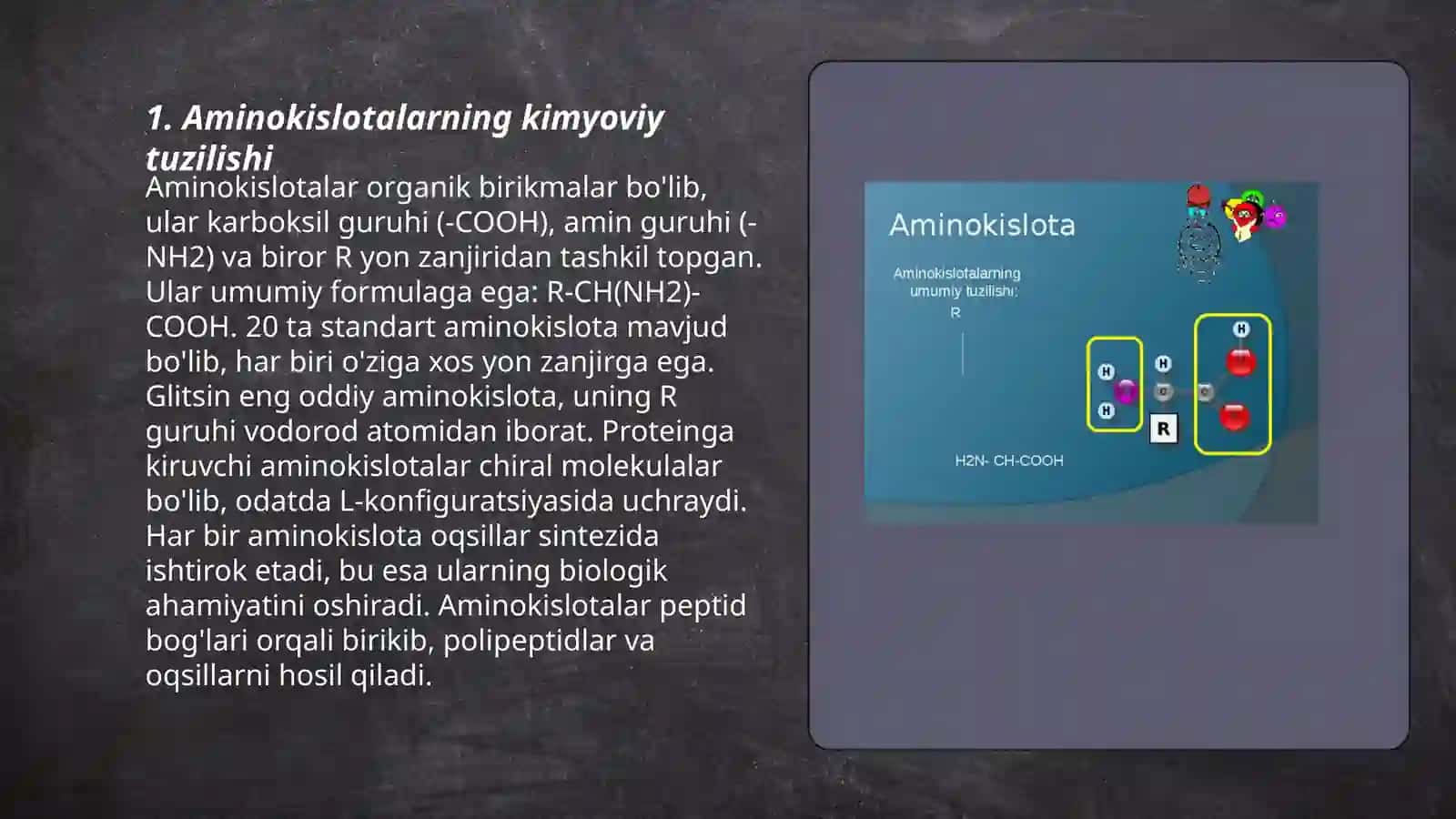 Ayrim aminokislotalarning o'ziga xosligi 3