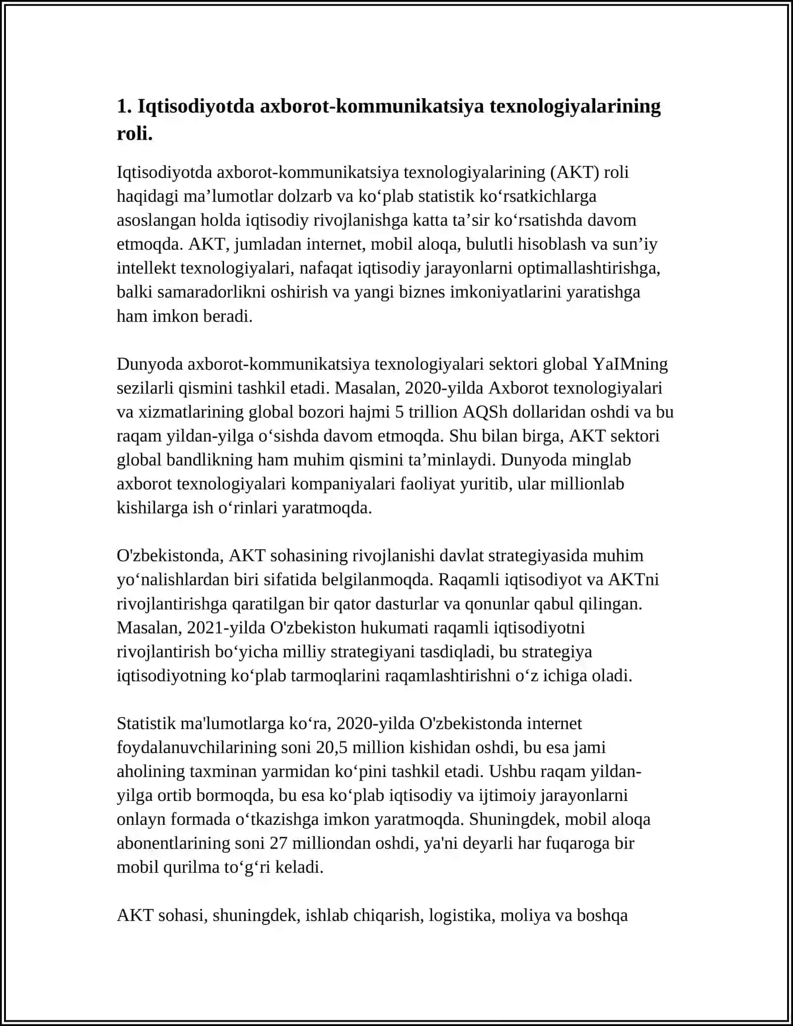 IQTISODIYOTDA AXBOROT-KOMMUNIKATSIYA VA TIZIMLARI FANINING AHAMIYATI MAQSADI VA VAZIFALARI 3