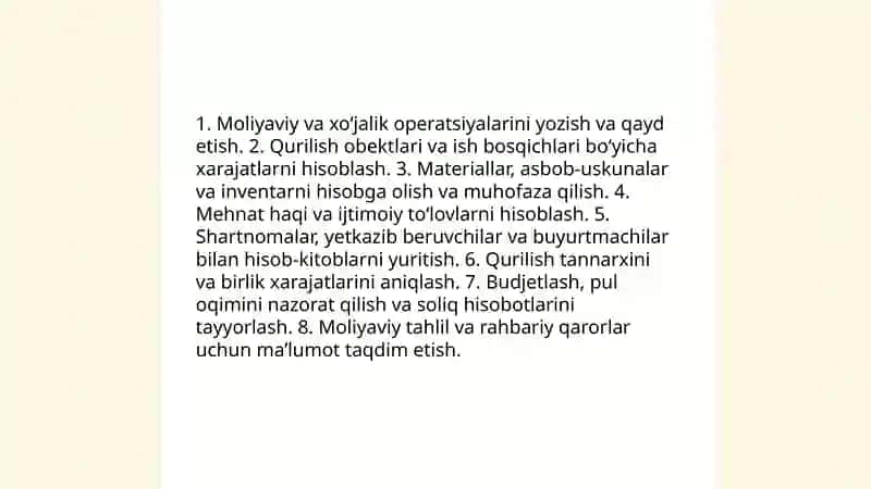 Qurilish tashkilotlarida buxgalteriya hisobiningvazifalari va predmeti 3