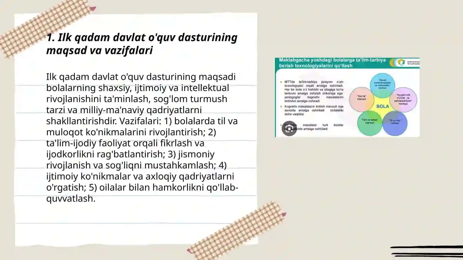 Ilk qadam davlat o'quv dasturi 3
