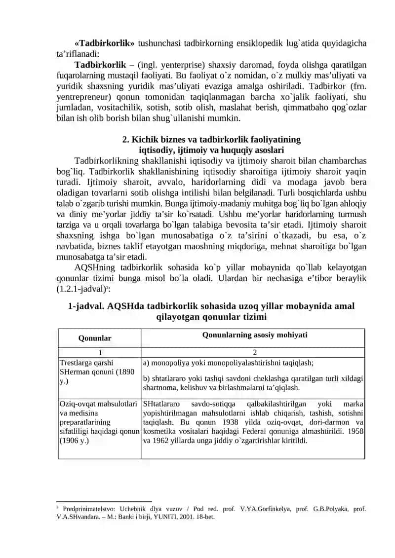 Kichik biznes va tadbirkorlikning moxiyati va mazmuni 3