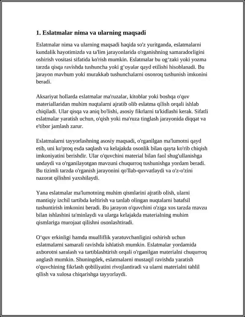 ESLATMALAR BILAN ISHLASHNING ( NOTE TALKING) VA FOYDALI TOMONLARI 3