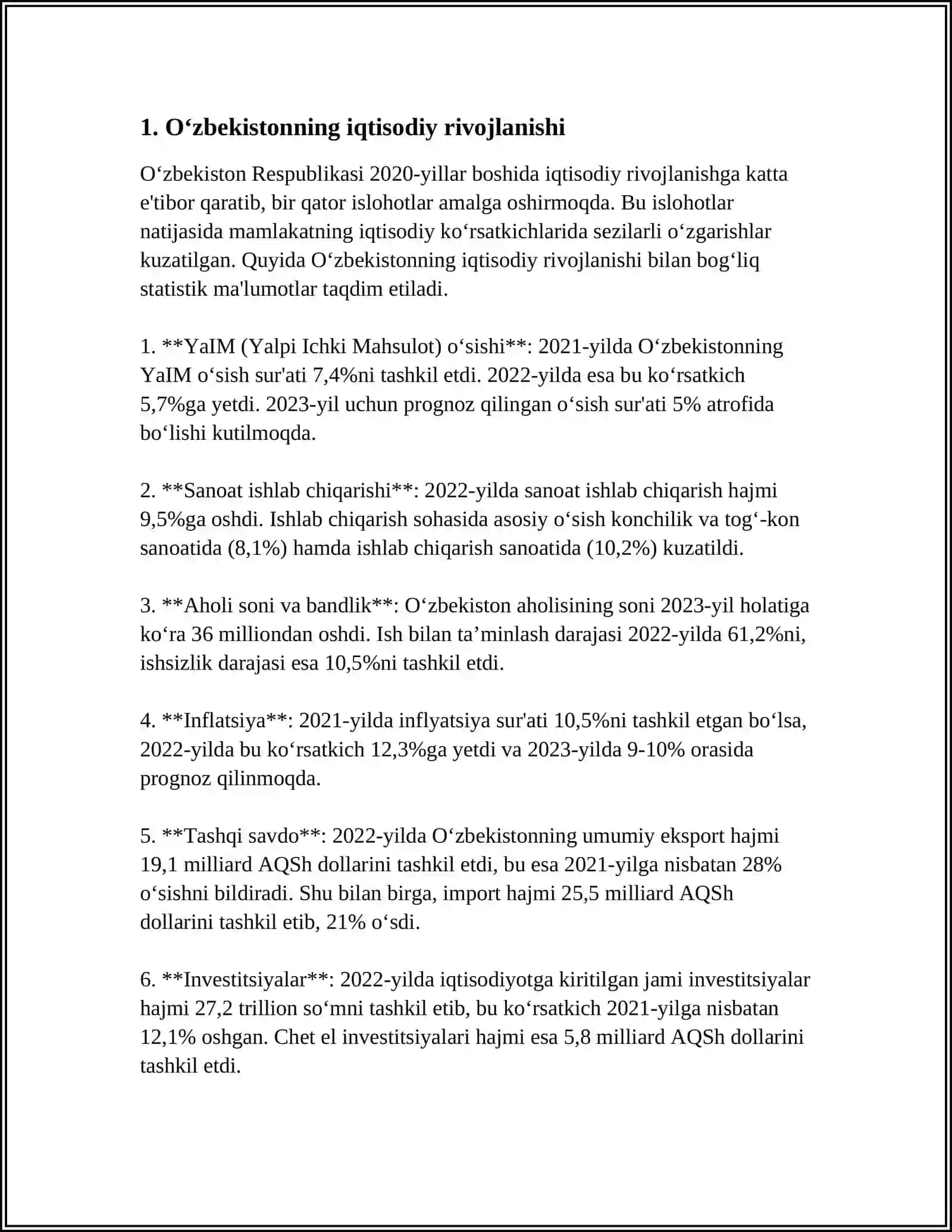 OʻZBEKISTON RESPUBLIKASI RIVOJLANISHINING OʻRTA OSIYODAGI AHAMIYATI 2024-2025-o'quv yili 3