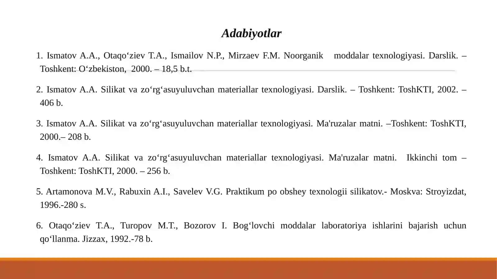 Silikatmateriallar va uning xalq xo'jaligida ahamiyati 3