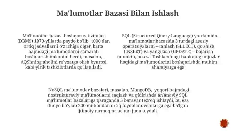 Ma'lumotlar bazasini boshqarish tizimlari 3