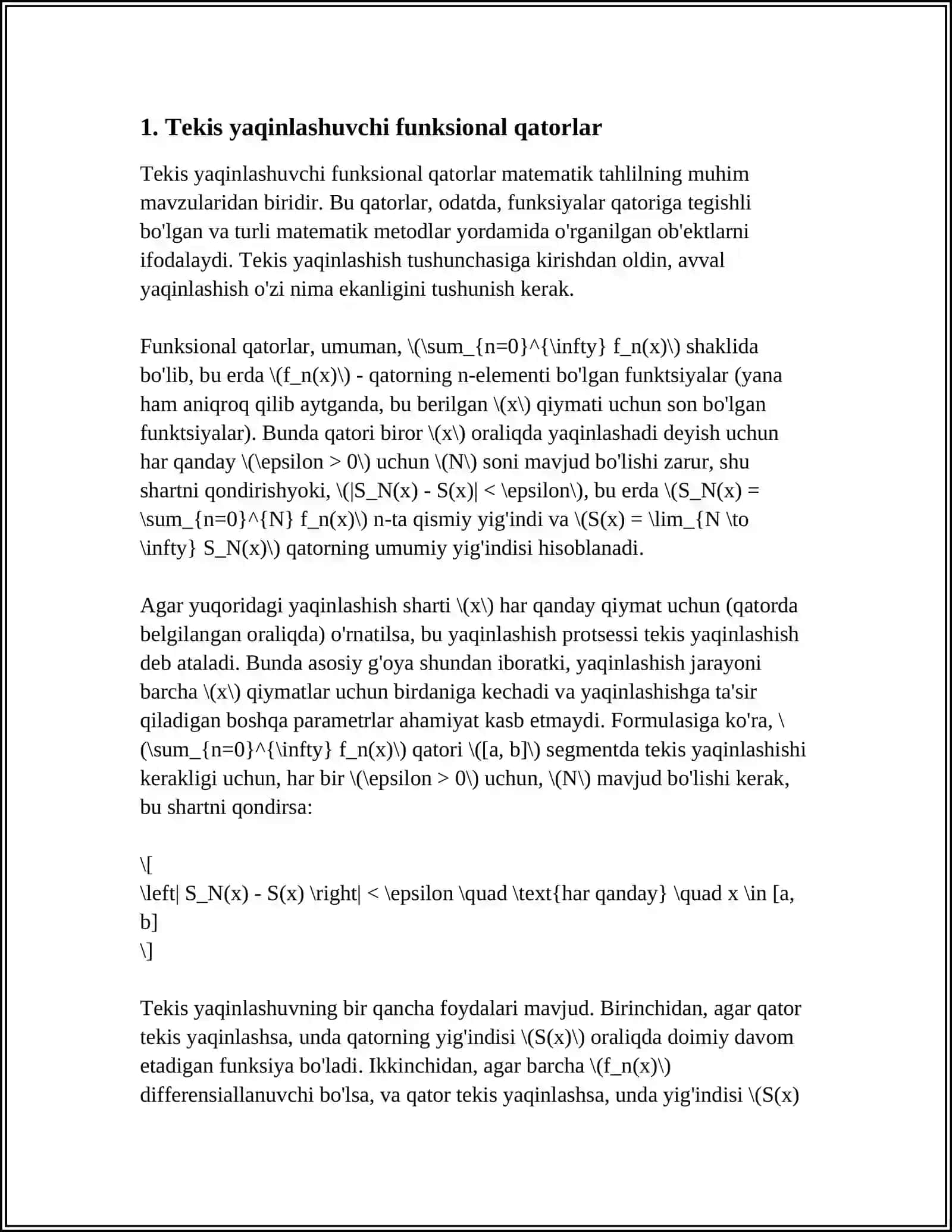 TEKIS YAQINLASHUVCHI QATORLAR 3