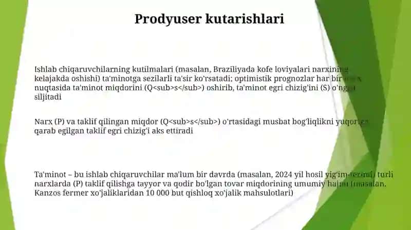 Taklif tushunchasi, taklif egri chizig‘i va uning hajmiga ta’sir etuvchi omillar 3