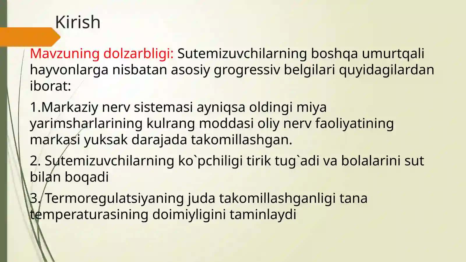 Sutemizuvchilar sinf vakillarining ovqat hazmqilish fiziologiyasi 3