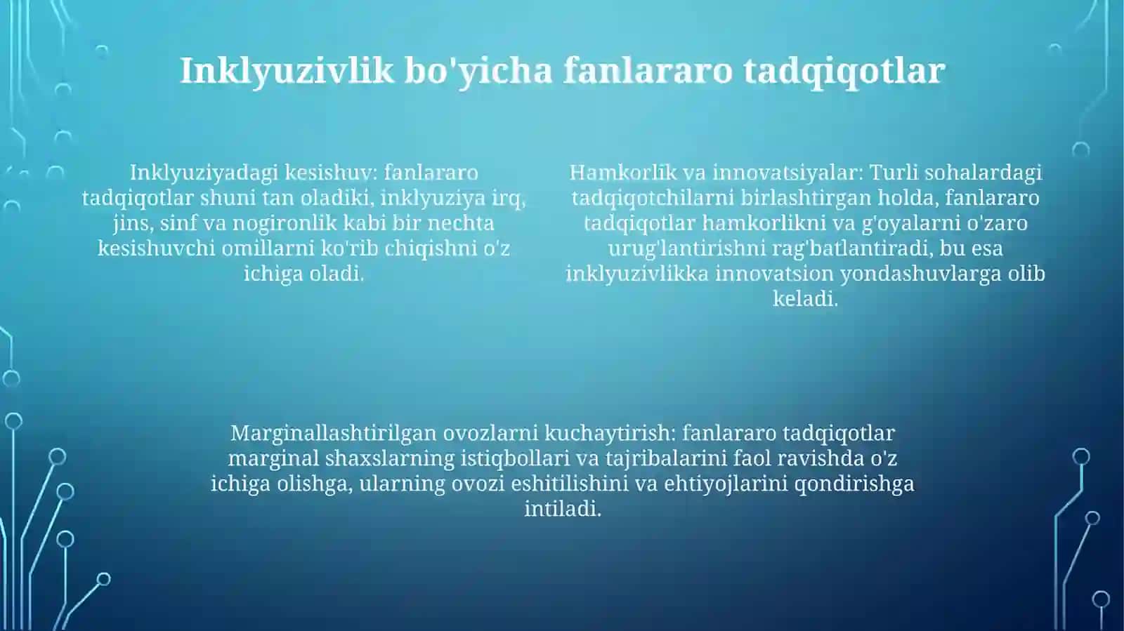 Turli Yo'Nalishidagi Ilmiy Tadqiqotlarda Inklyuziv Ta’Lim Muammolarini O'Rganish 3