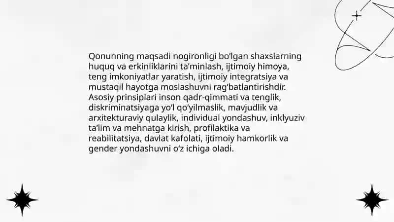 Nogironlarni ijtimoiy himoya qilish to'g'risida qonuni 3