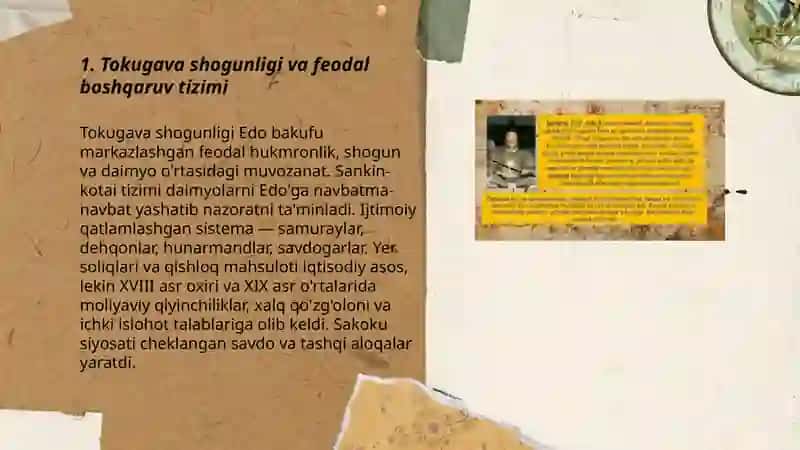 XVIII asrning II yarmi va XIX asrning 70-yillarida Yaponiyaning siyosiy iqtisodiy va ijtimoiy ahvoli 3