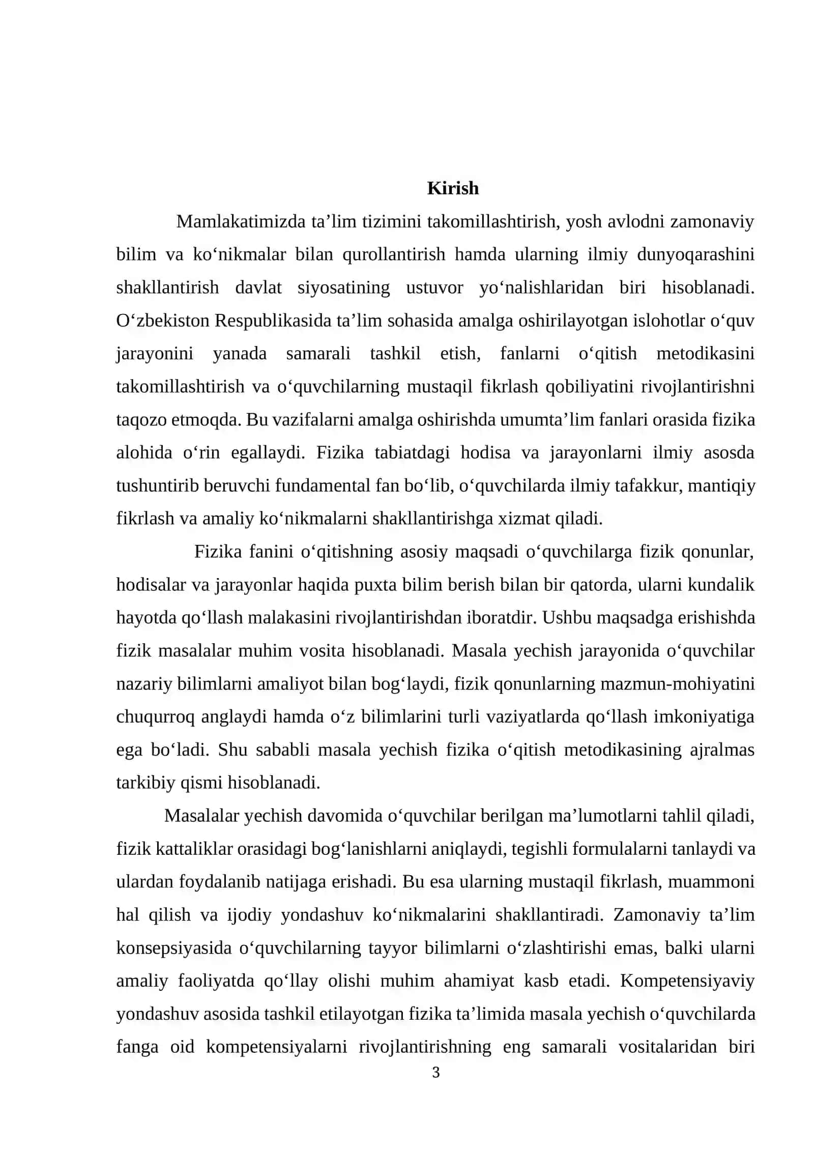 Fizikadan  masala yechish  darslarini tashkil etishga qo’yiladigan metodik talablar mavzusida tayyor kurs ishi 3