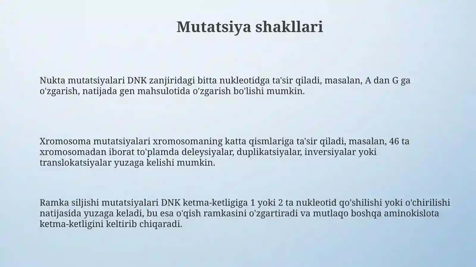 Mutatsiyalarning shakllari va sabablari 3