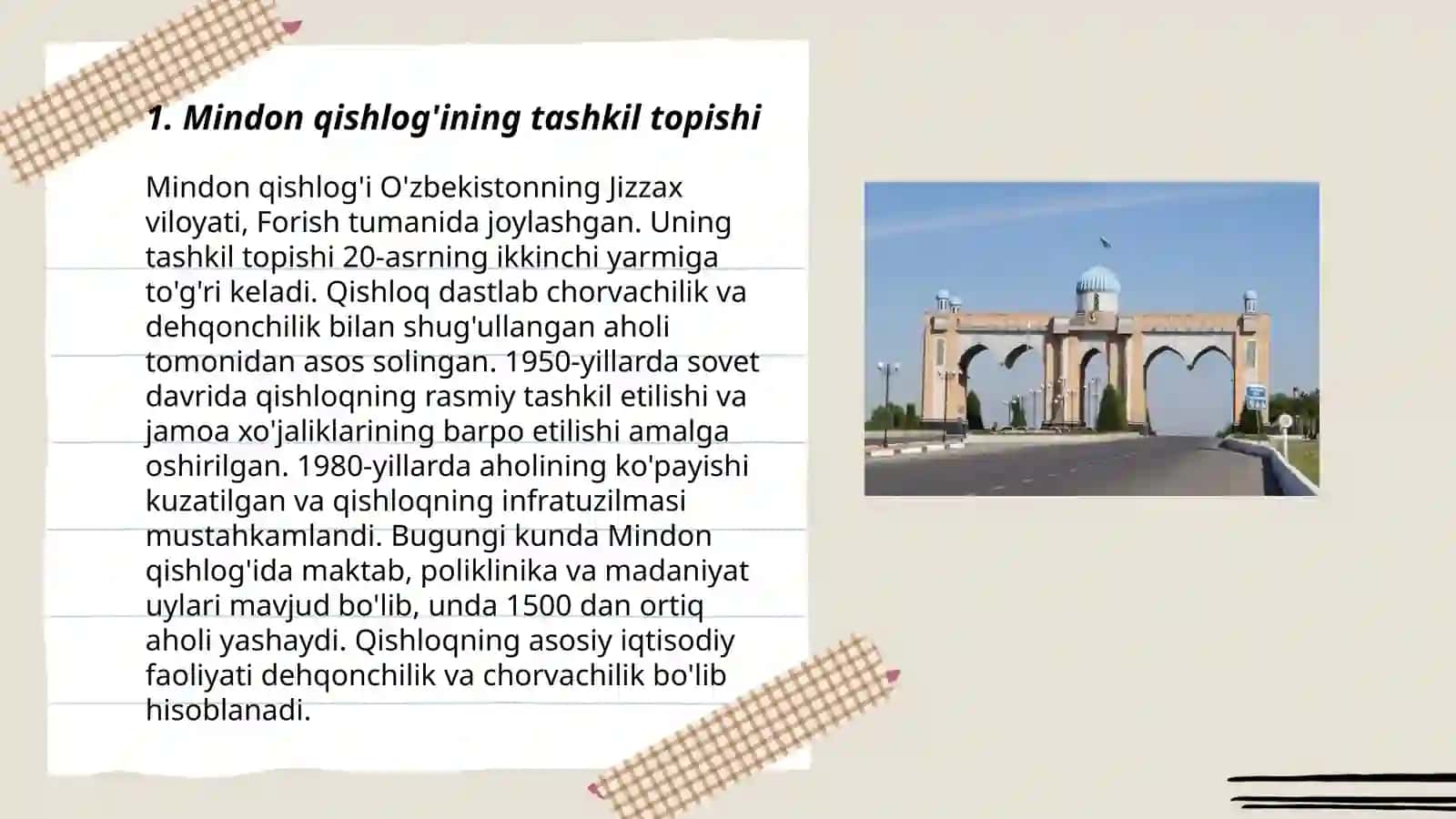 Farg'ona tumani Mindon qishlog'i tarixi va u haqida ma'lumot 3