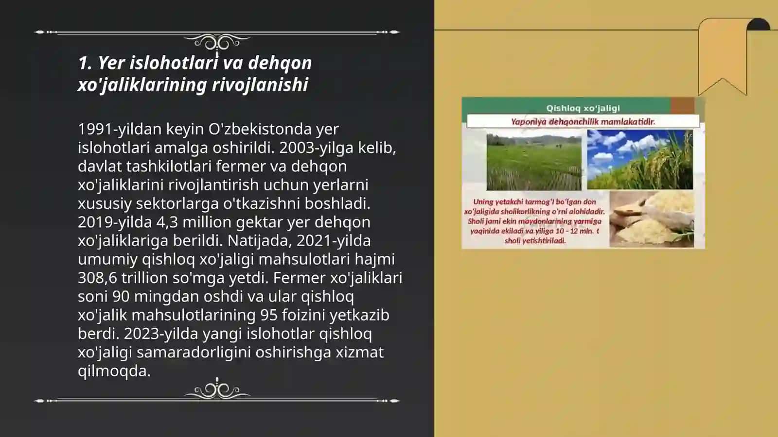 Yer islohotlari va dehqon xo'jaliklarining rivojlanishi 3