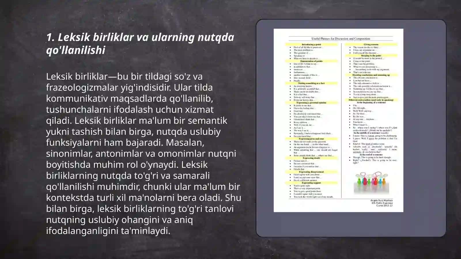 Leksimalarning nutq koʻrinishidagi xoslanishi 3
