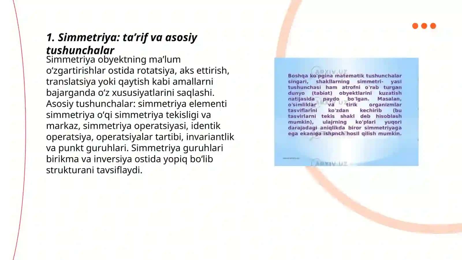 Simmetriya va gurppalar nazariyasining elementlari 3