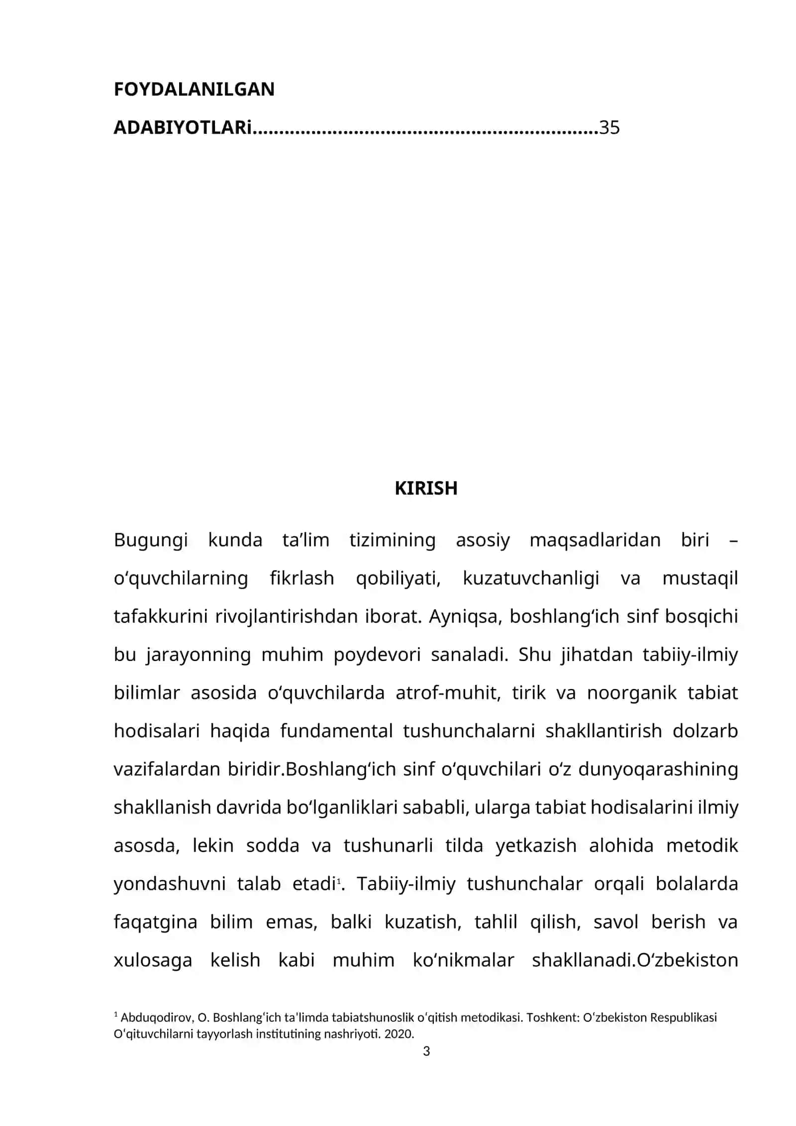 BOB. BOSHLANG'ICH SINF O'QUVCHILARIGA TABIIY FANLARNI O'QITISHNING NAZARIY ASOSLARI 3