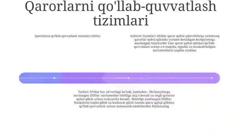Qarorlarni qo'llab-quvvatlash tizimlari (DSS) 3
